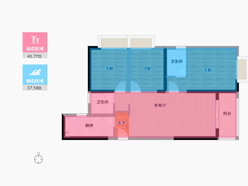 云南省-昆明市-筑友・双河湾-71.63-户型库-动静分区