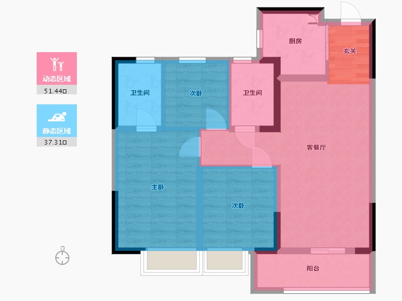 浙江省-嘉兴市-招商溪悦水岸-78.70-户型库-动静分区