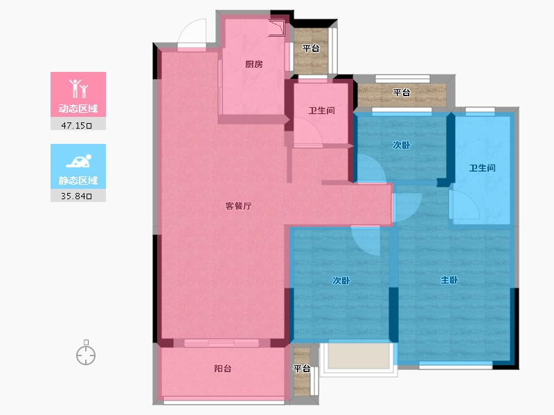 浙江省-温州市-中南瓯海印象南府-76.80-户型库-动静分区