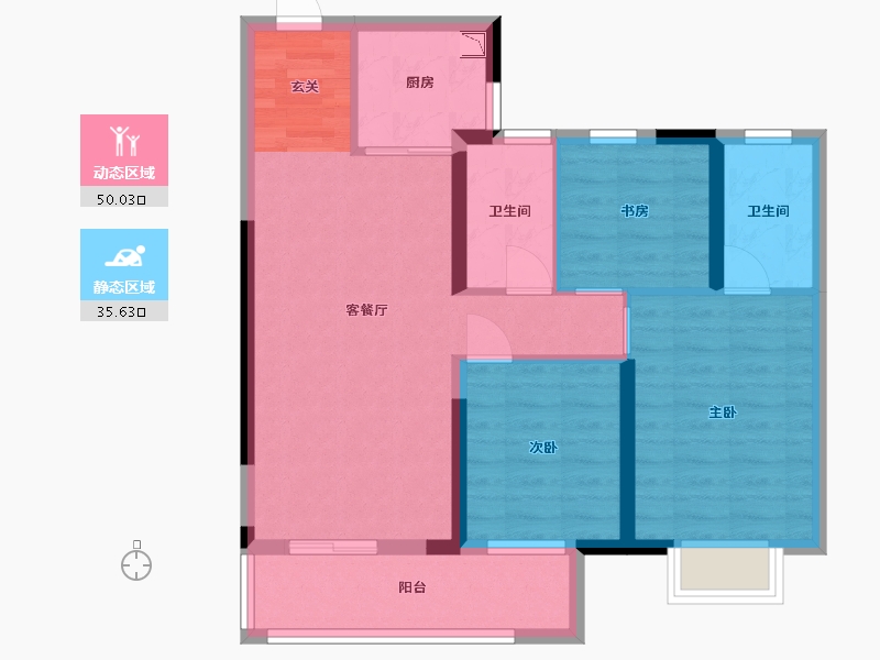 湖北省-武汉市-中建壹品宏泰・阅江府-75.80-户型库-动静分区