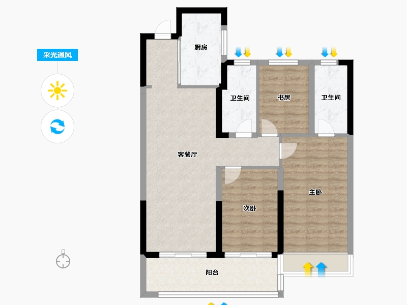 浙江省-温州市-外滩江月湾-84.00-户型库-采光通风