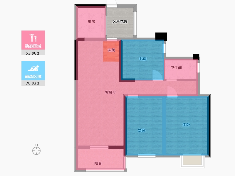 湖北省-咸宁市-领秀城・银泉华府-86.40-户型库-动静分区