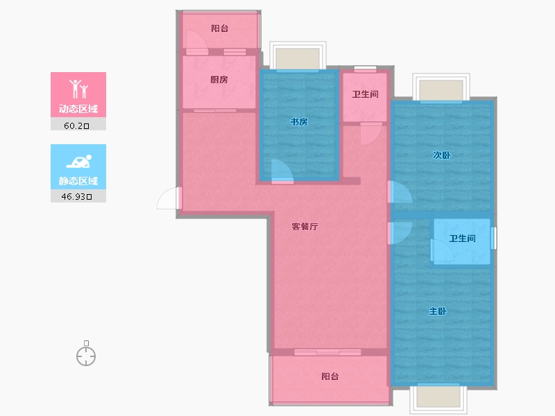 河南省-信阳市-碧海名居-95.47-户型库-动静分区