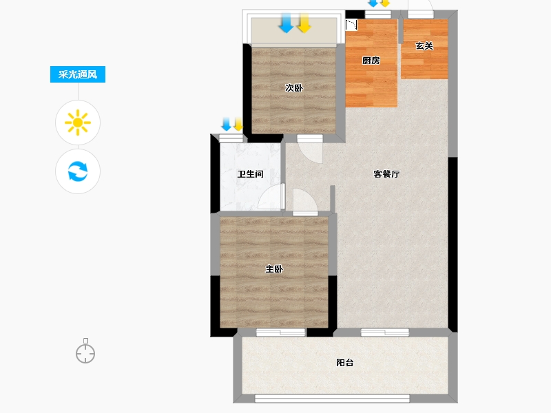 湖北省-武汉市-环球融创梓山湖未来城-60.01-户型库-采光通风