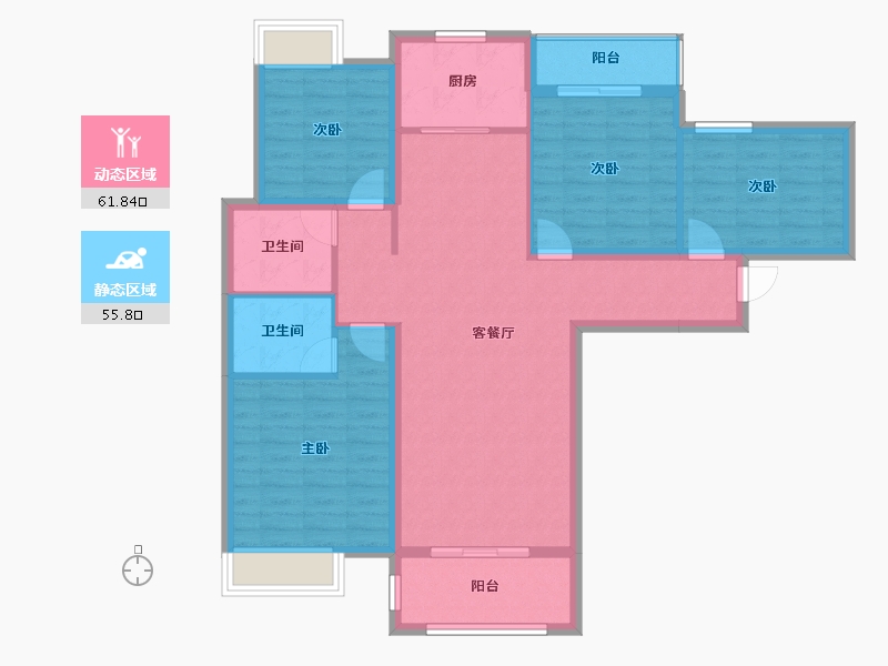 湖北省-黄石市-宏维天地-105.83-户型库-动静分区