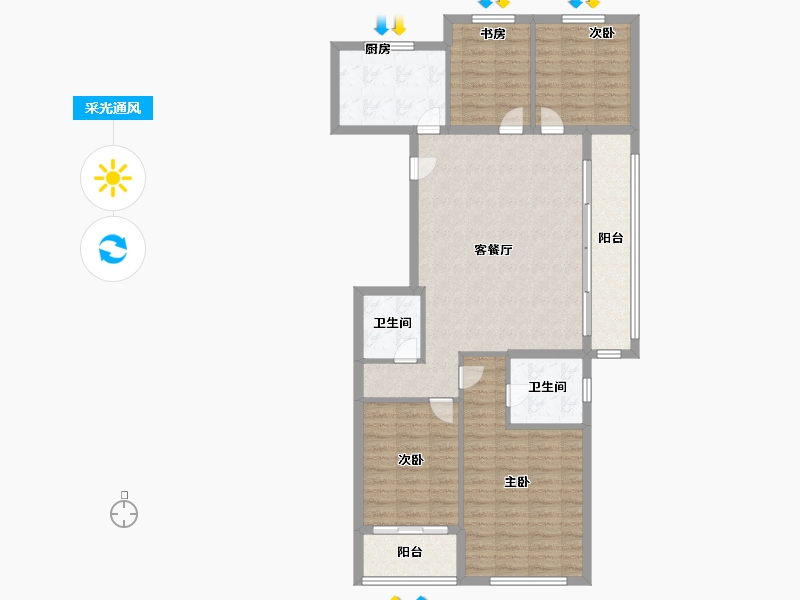 浙江省-温州市-万科星汇里-106.40-户型库-采光通风