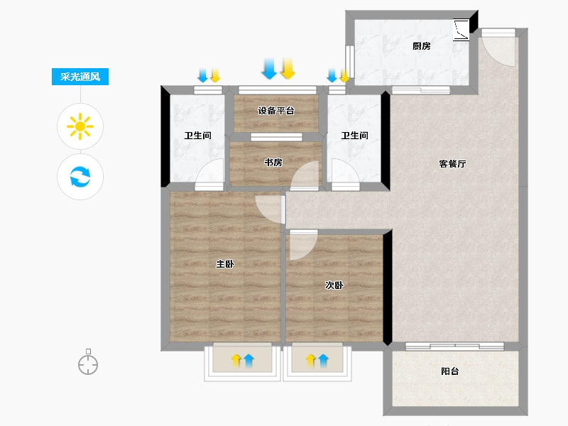 湖南省-长沙市-宁乡敏捷紫云府-77.69-户型库-采光通风