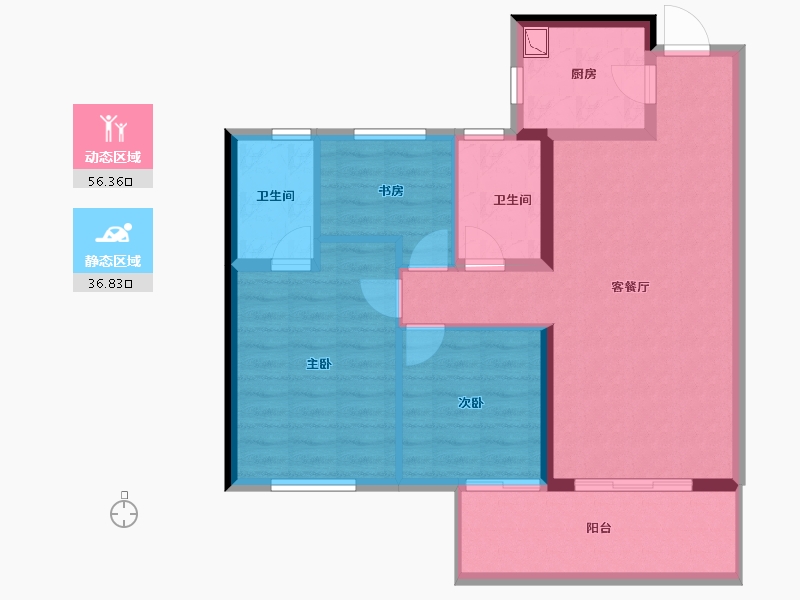 湖南省-长沙市-中国铁建・京师�Z台-83.64-户型库-动静分区