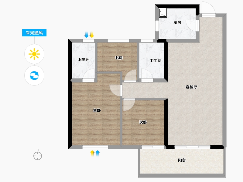 湖南省-长沙市-中国铁建・京师�Z台-83.64-户型库-采光通风