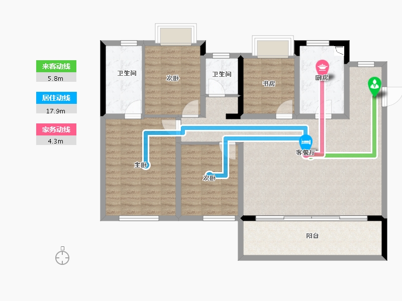 湖南省-长沙市-中国铁建・京师�Z台-109.38-户型库-动静线