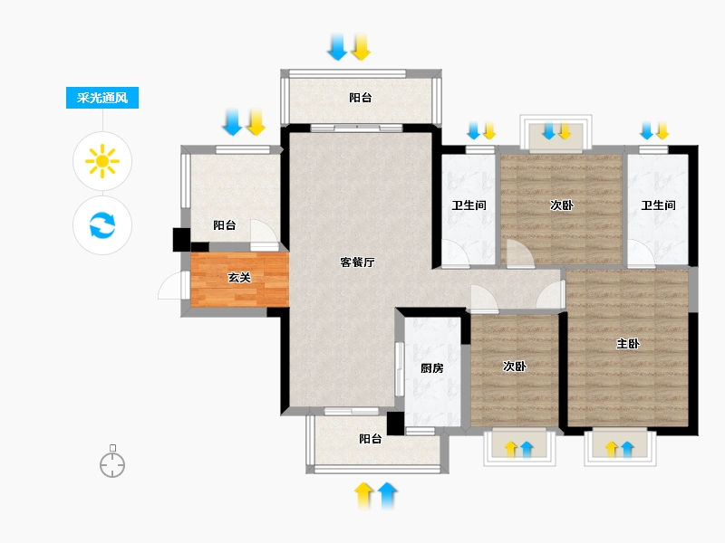 广西壮族自治区-钦州市-敏捷・珑�h湾-100.45-户型库-采光通风