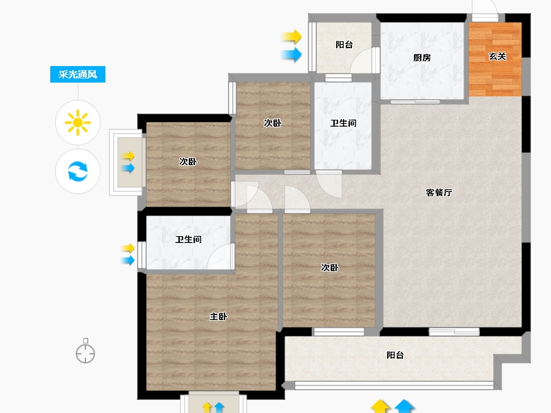 广西壮族自治区-钦州市-敏捷・珑�h湾-102.87-户型库-采光通风