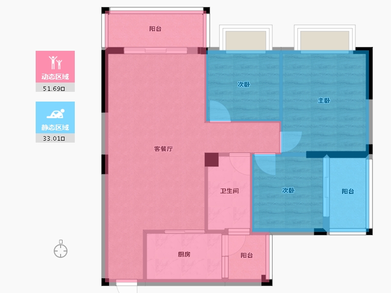 广西壮族自治区-南宁市-银泉一品天誉-76.22-户型库-动静分区