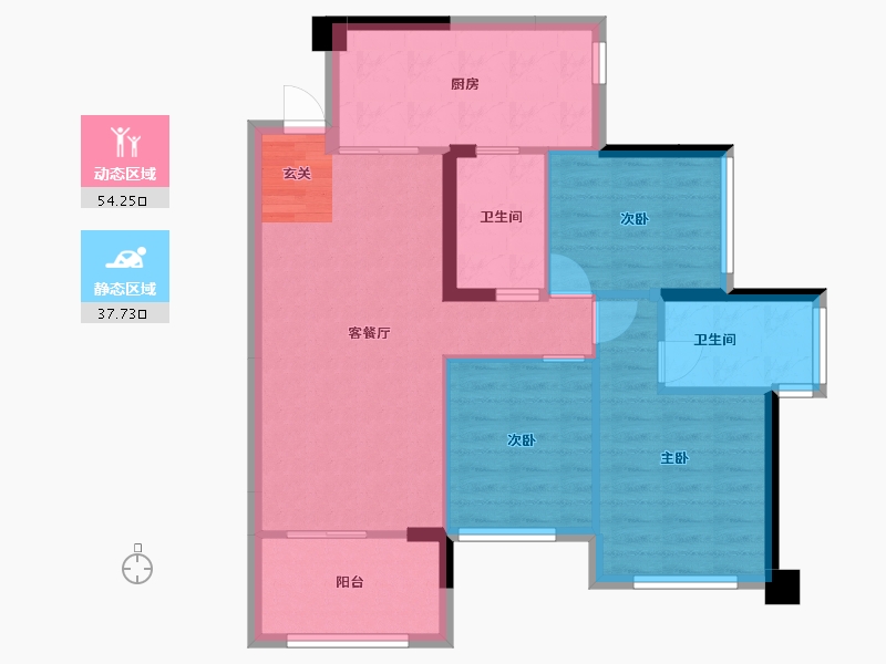 广西壮族自治区-钦州市-奥林・观澜湖-82.81-户型库-动静分区