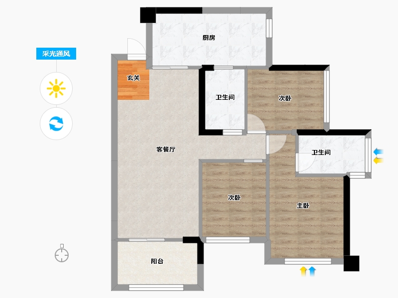 广西壮族自治区-钦州市-奥林・观澜湖-82.81-户型库-采光通风