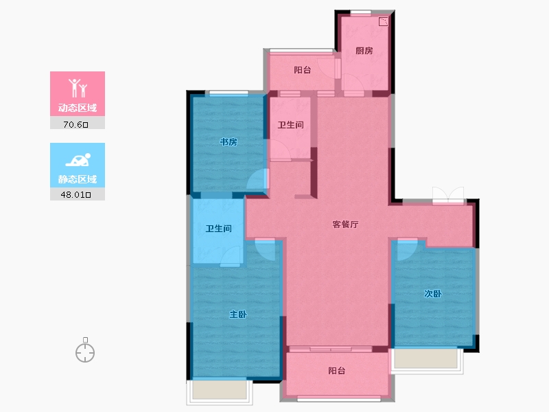 陕西省-西安市-瑞和大唐府邸-105.61-户型库-动静分区