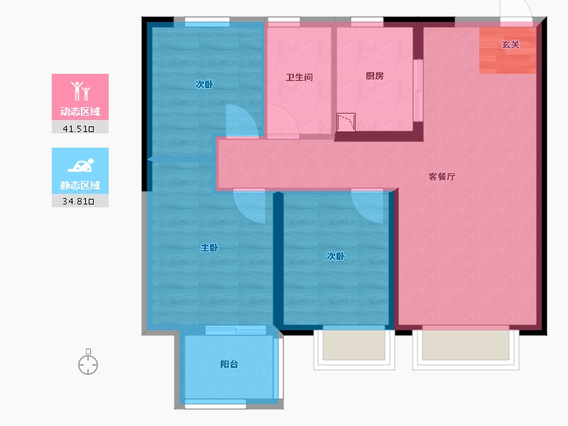 陕西省-西安市-紫薇・铂樾府-67.91-户型库-动静分区