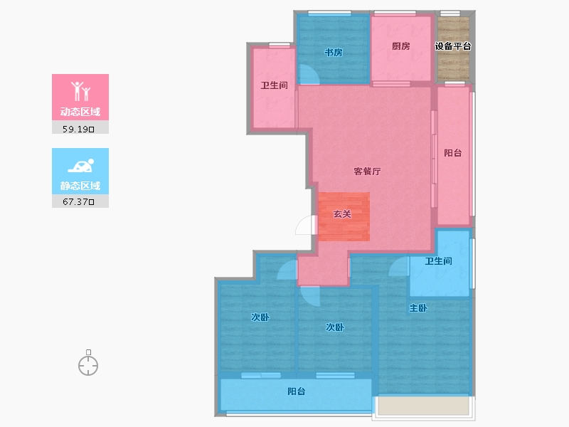 浙江省-舟山市-柳岸晓风花园-117.48-户型库-动静分区