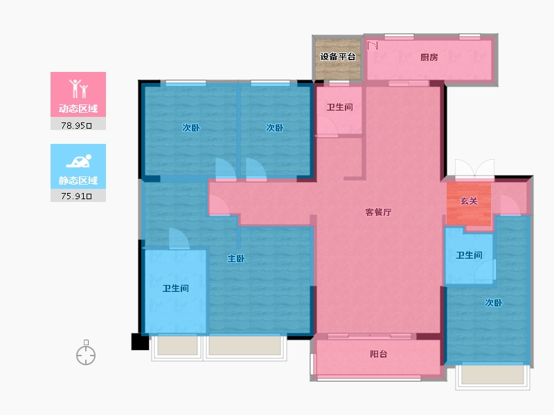 陕西省-西安市-金地世家风华-142.83-户型库-动静分区