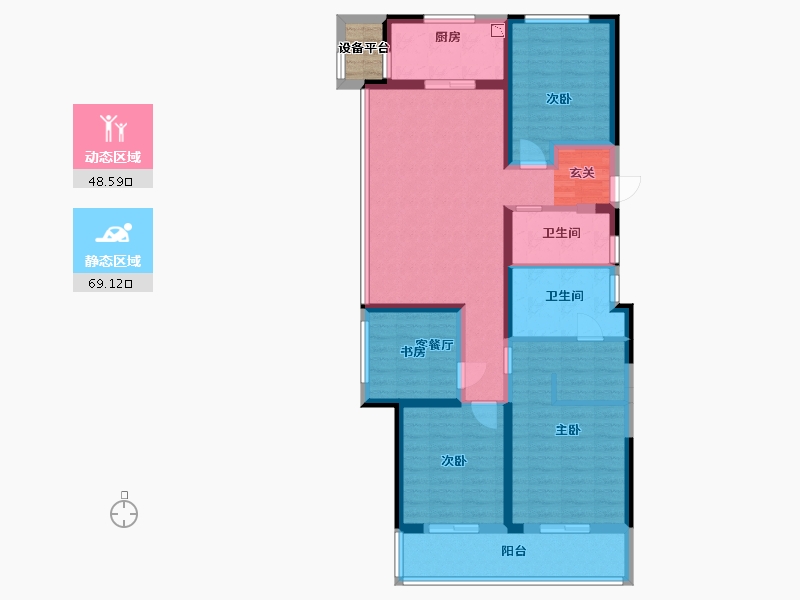 浙江省-舟山市-融创金成・芸麓大观-105.87-户型库-动静分区