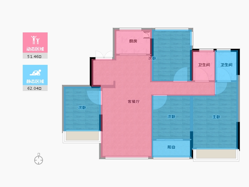 辽宁省-葫芦岛市-国鸿锦悦府-102.40-户型库-动静分区