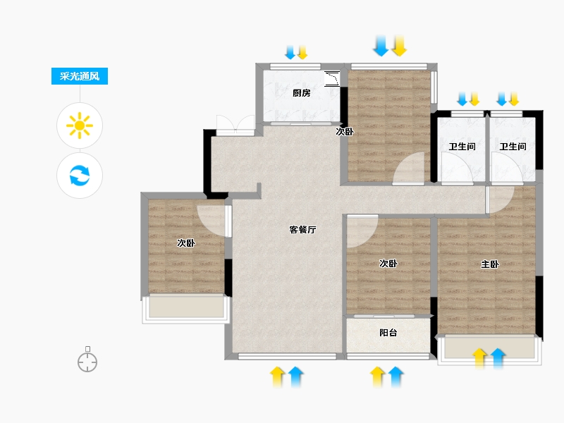 辽宁省-葫芦岛市-国鸿锦悦府-102.40-户型库-采光通风