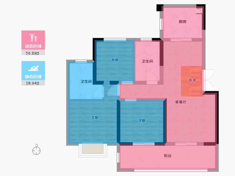 江苏省-常州市-龙运天城-84.80-户型库-动静分区