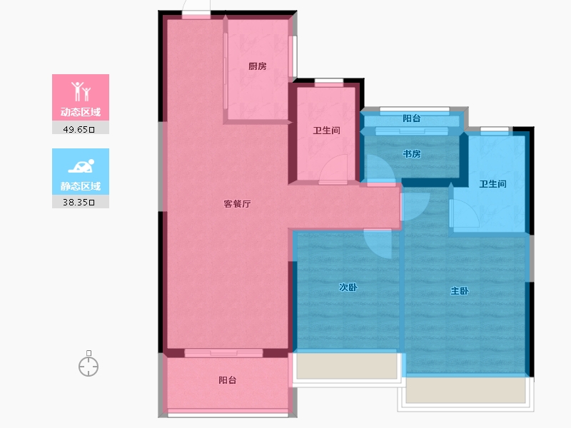 浙江省-温州市-鹿宸印-78.40-户型库-动静分区