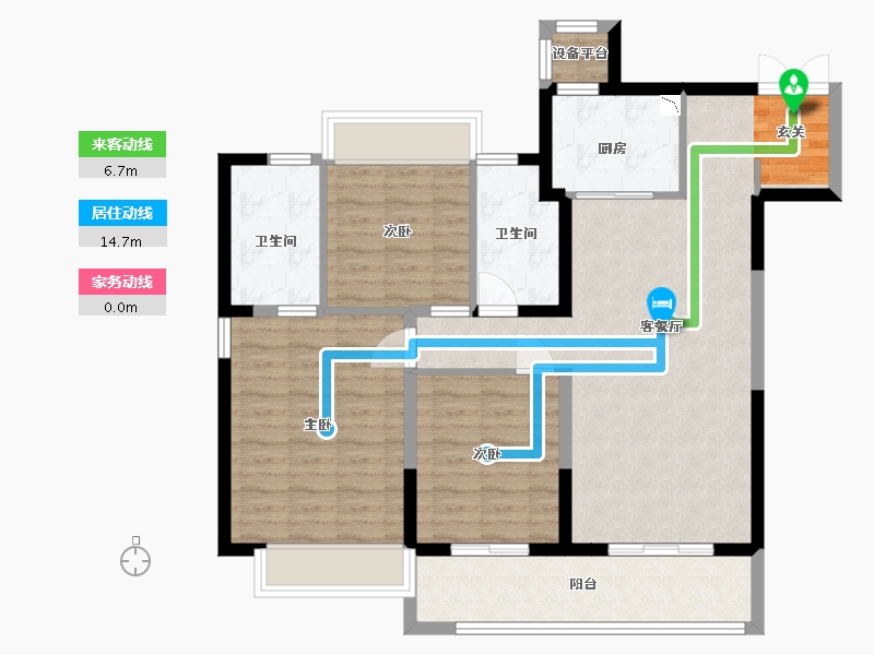 江苏省-常州市-美的世茂云筑-95.70-户型库-动静线