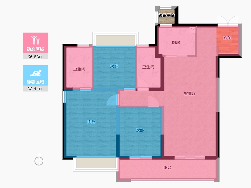 江苏省-常州市-美的世茂云筑-95.70-户型库-动静分区