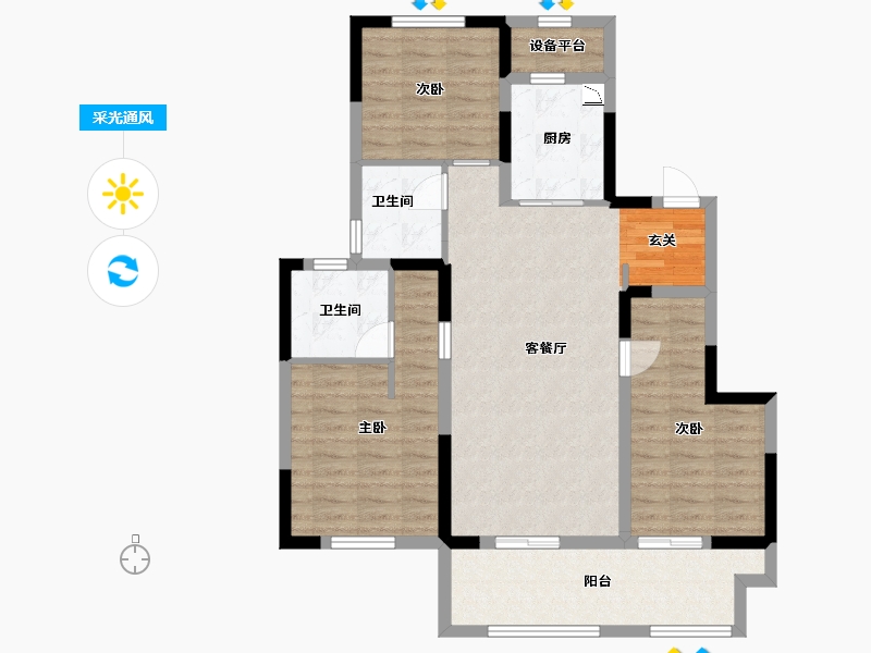 江苏省-常州市-新城华宇悦隽公馆-92.42-户型库-采光通风