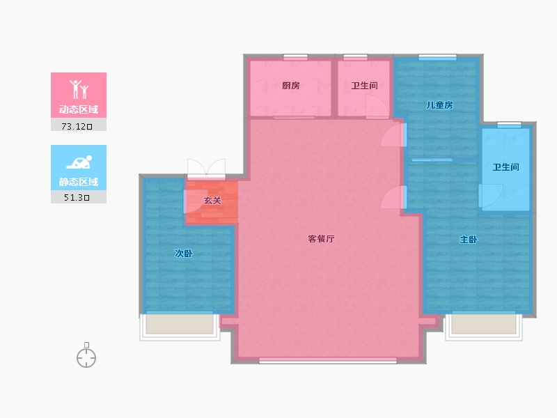 内蒙古自治区-包头市-中海铂悦公馆-113.96-户型库-动静分区