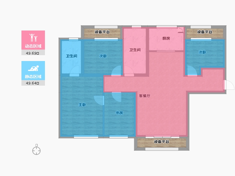 新疆维吾尔自治区-乌鲁木齐市-秦基・澜城-96.30-户型库-动静分区