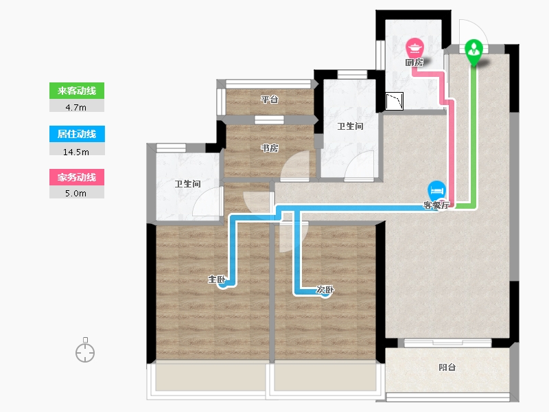 浙江省-温州市-龙湖龙誉城-70.12-户型库-动静线