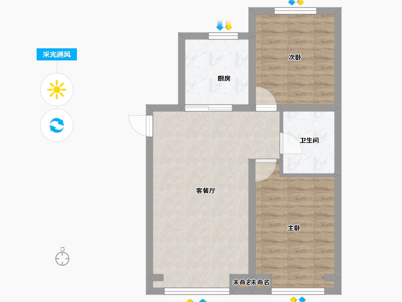 新疆维吾尔自治区-乌鲁木齐市-汇臻城.臻园-58.62-户型库-采光通风