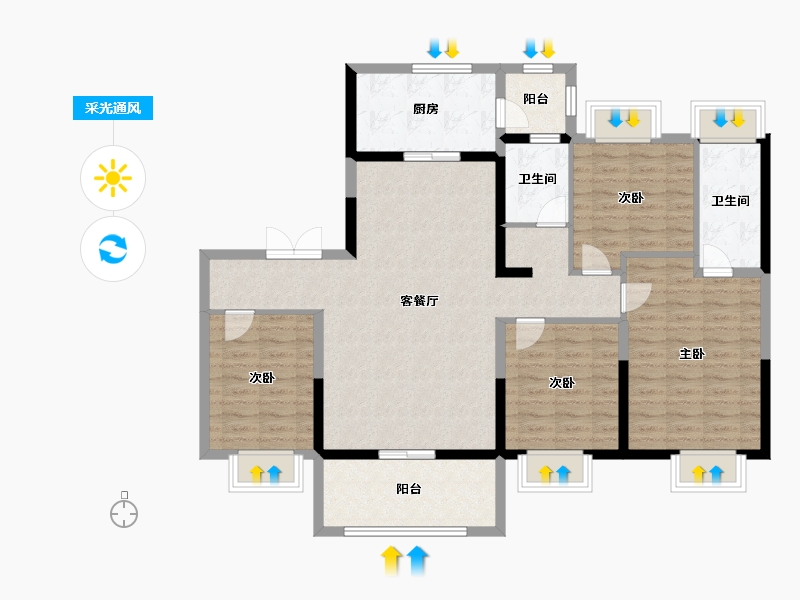 江苏省-盐城市-碧桂园领誉世家-113.00-户型库-采光通风