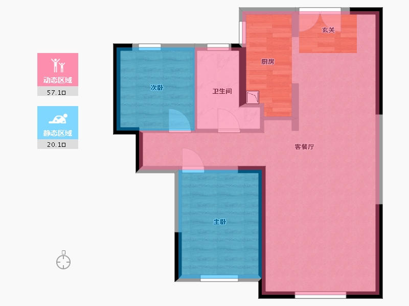 内蒙古自治区-包头市-锦天下-69.26-户型库-动静分区