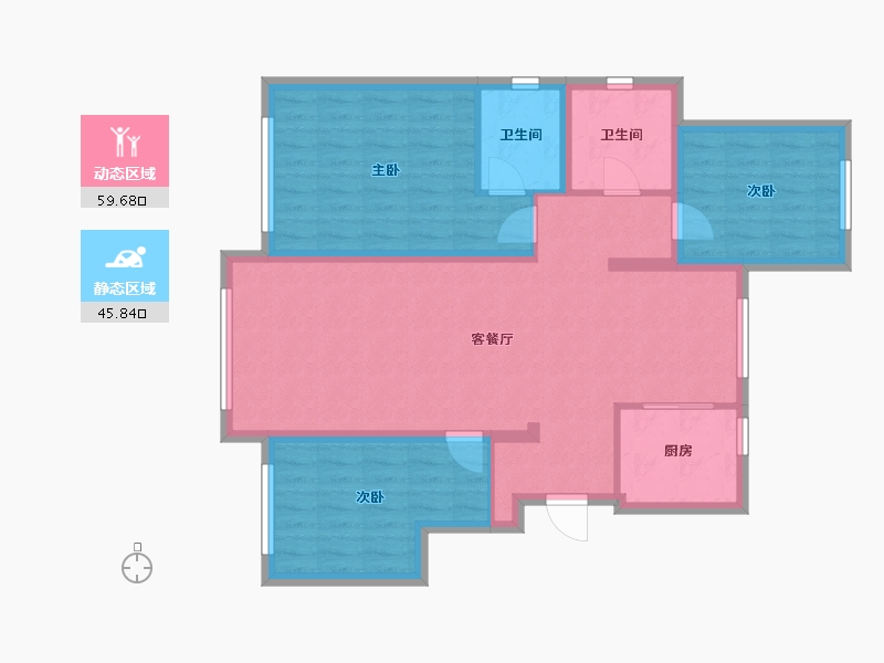 辽宁省-朝阳市-南山一品-94.70-户型库-动静分区