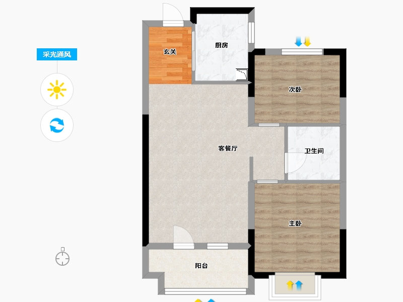 山东省-烟台市-中瑞城-68.00-户型库-采光通风