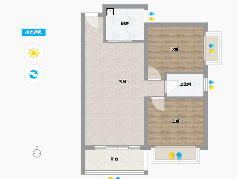 湖南省-怀化市-嘉鸿天街（榆园）-57.22-户型库-采光通风