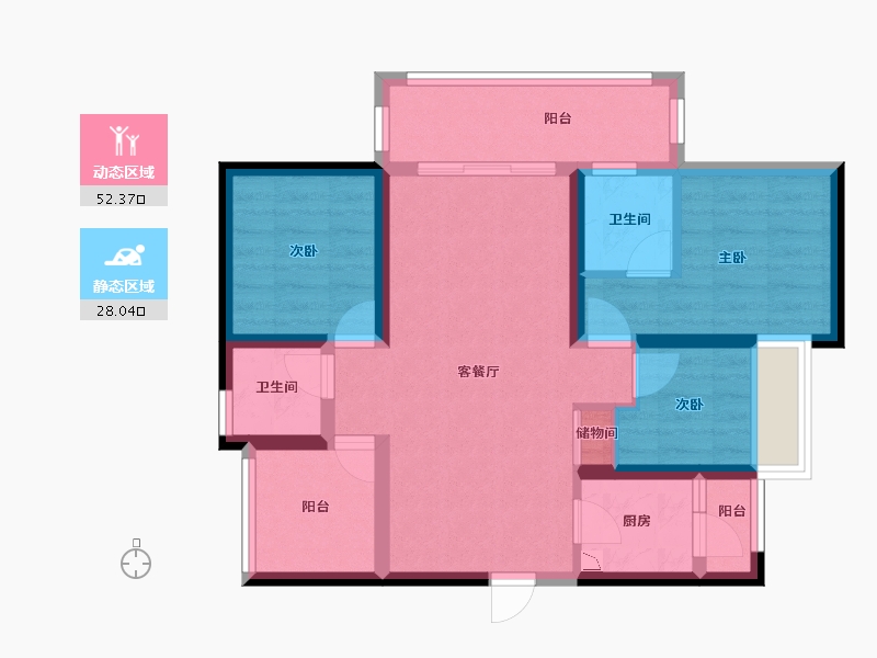 广西壮族自治区-南宁市-万达茂御峰国际-70.00-户型库-动静分区