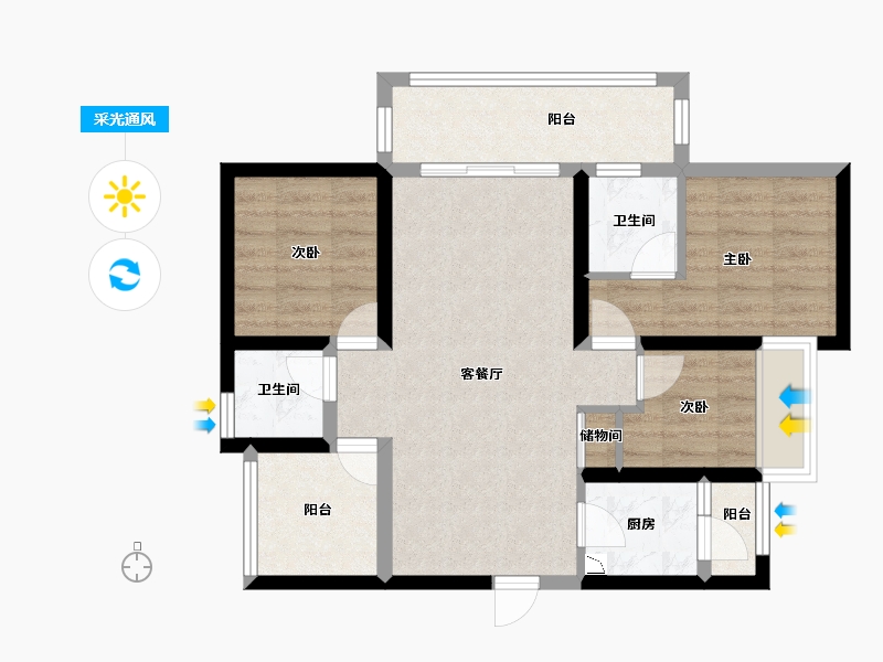 广西壮族自治区-南宁市-万达茂御峰国际-70.00-户型库-采光通风