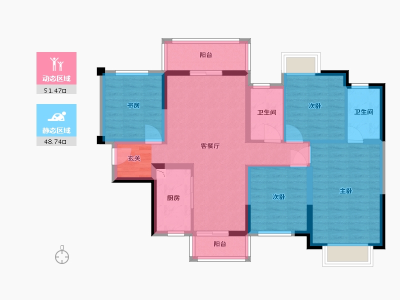 广西壮族自治区-南宁市-中梁国宾熙岸-88.42-户型库-动静分区