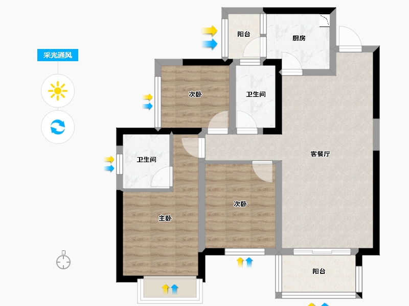 四川省-自贡市-绿地.新里城-77.06-户型库-采光通风