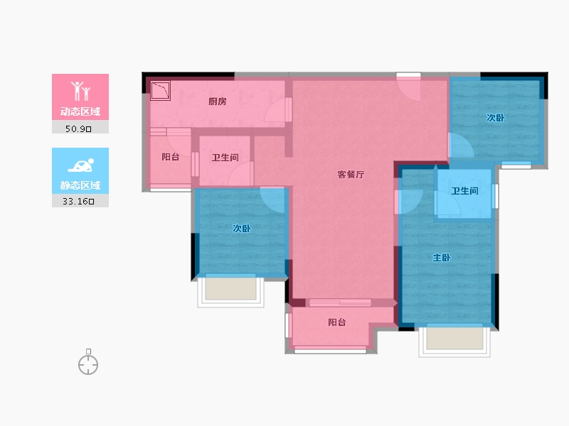 重庆-重庆市-江津金科-73.56-户型库-动静分区