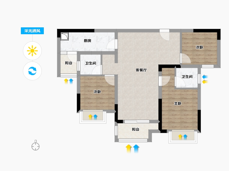 重庆-重庆市-江津金科-73.56-户型库-采光通风