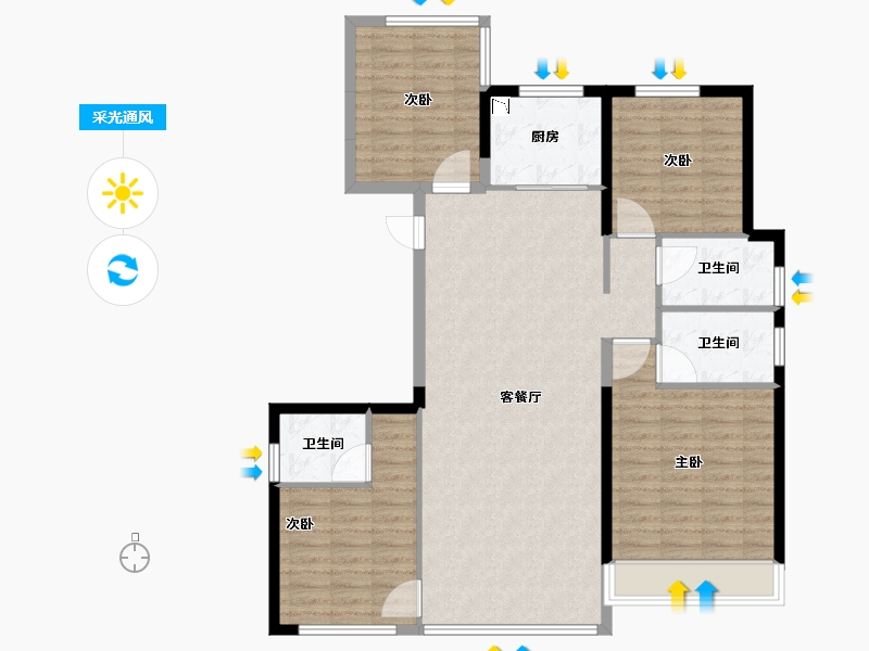 浙江省-温州市-国鸿柏悦府-114.60-户型库-采光通风