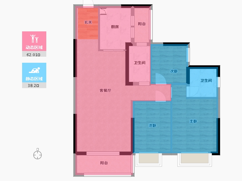 广西壮族自治区-南宁市-南宁恒大悦龙台-89.60-户型库-动静分区