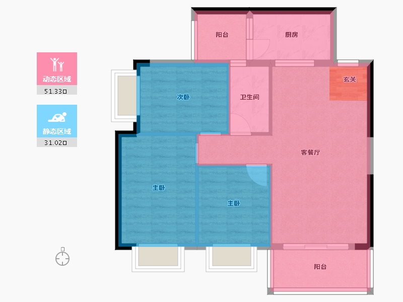 广西壮族自治区-南宁市-银泉一品天誉-74.41-户型库-动静分区