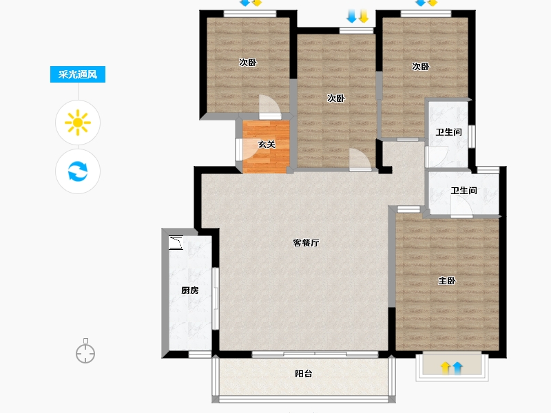 广西壮族自治区-南宁市-万科第五园-122.06-户型库-采光通风